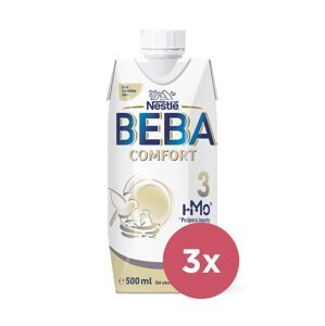 3x BEBA COMFORT 3 HM-O batoľacia tekutá mliečna výživa, 12+, tetra pack 500 m