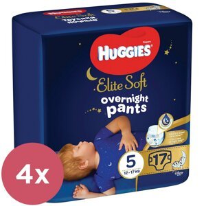 4x HUGGIES Elite Soft Pants OVN Nohavičky plienkové jednorazové 5 (12-17 kg) 17 ks