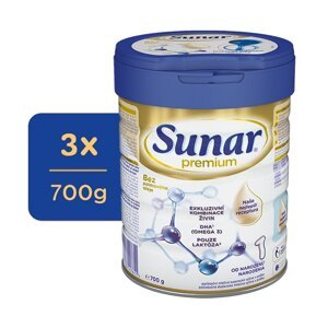 3x SUNAR Mlieko počiatočné Premium 1 700 g